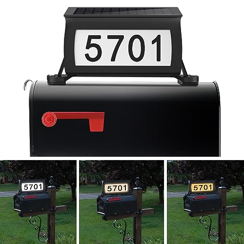 Panneau d'adresse solaire lumineux numéro de maison étanche IP65 pour boîte aux lettres et jardin