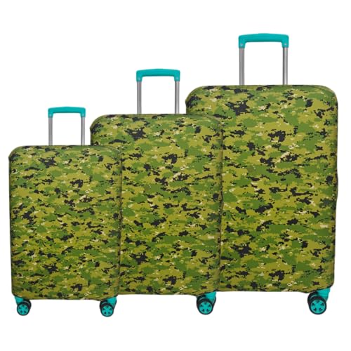 Image of Printed Polyester Suitcase Cover Stretchable Luggage Protector Trolley Bag Cover Travel Accessory (Army Mehndi-S,M,L)