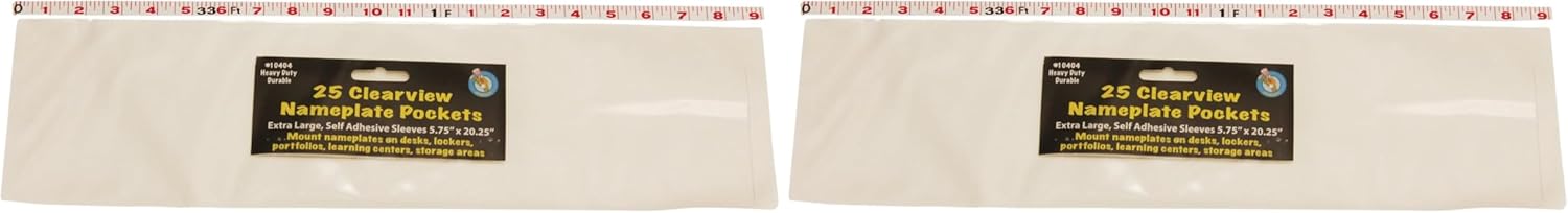 Ashley Productions Name Plate Extra Large Pockets, Clear (ASH10404) (Pack of 2)