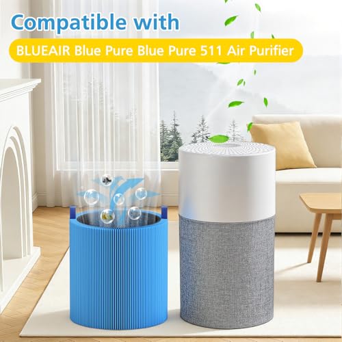 Image of 2-pack 511 A11ergenBlock Replacement Filter, Compatible with Blue Air Blue Pure 511 Air Purifier, True H13 HEPA Filters, and Activated Carbon Filter, BLUE