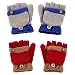 Flammi Unisex Kids Knitted Convertible Flip Top Gloves Mittens (Red)