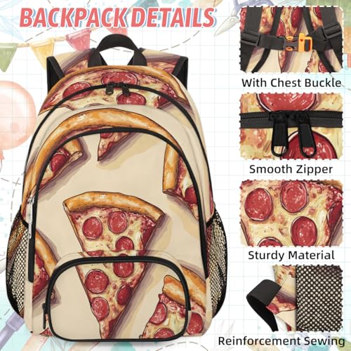 TropicalLife Pizza Backpack with Lunch Box Set, Back Pack and Lunch Bag Pizza Waterproof Casual Daypack Bag for Work Travel2