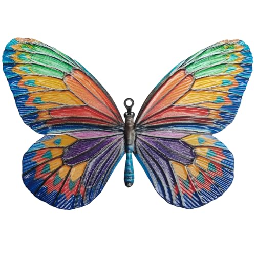 BSITSSS Grand Décoration Murale Papillon en Métal, 31x21cm Papillon de Jardin en Métal d'art Mural Extérieur, Colorée Decoration Murale Exterieur Jardin...