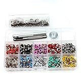 Grommet Kit: Insgesamt 500 Sets 10 Farben der Ösen mit 3 Stück Tüllen Werkzeuge einschließlich einer Basis, ein Schlag und ein Installationswerkzeug.