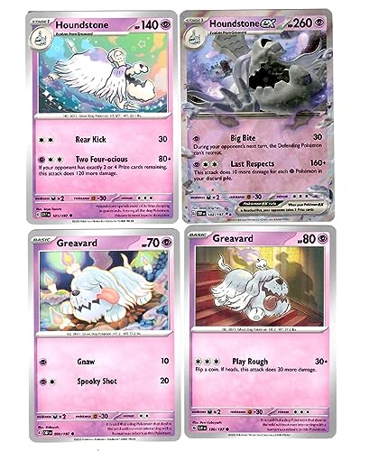 Houndstone ex 102/197 - Obsidian Flames - Lote de 4 cartas Pokemon Evolution 101/197