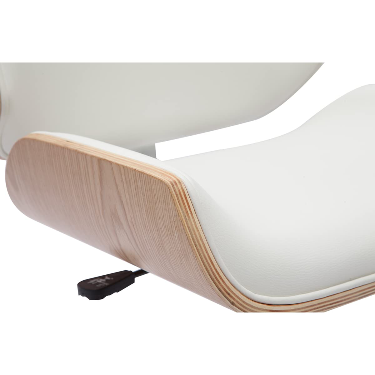 Miliboo - Silla de oficina con ruedas, diseño blanco, madera clara y acero cromado RUBBENS