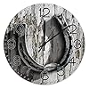 Vintage White Board Horseshoe Rustic Wall Clock Good Luck Horseshoe Wooden Round Clocks Wall Decor 15Inch Battery Operated Home Decorative Silent Clock for Living Room