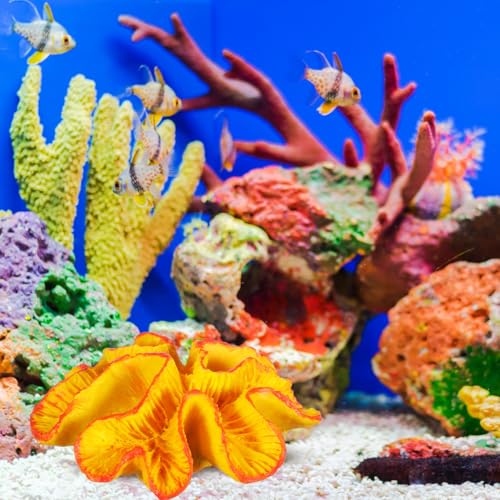 Image of IMIKEYA Artificial Coral Reef Aquarium Decor, Resin Coral Ornament for Fish Tank Decoration Saltwater and Freshwater Aquariums Aquatic Shelter