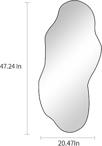 Miniatura 6 de POZINO Espejo de pared irregular, espejos asimétricos grandes, espejos decorativos de 47.2 x 21 pulgadas, espejo abstracto moderno sin marco para