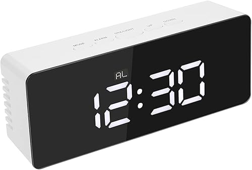 Karlak Espejo de plástico multifuncional LED luz nocturna termómetro digital reloj de pared lámpara despertador