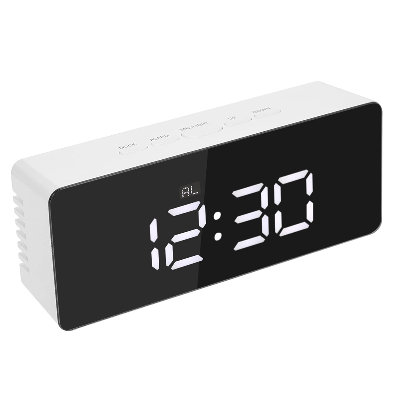 Decdeal Multifunctional LED Mirror Night Light Digital Alarm Clock with Thermometer (One Size, White)