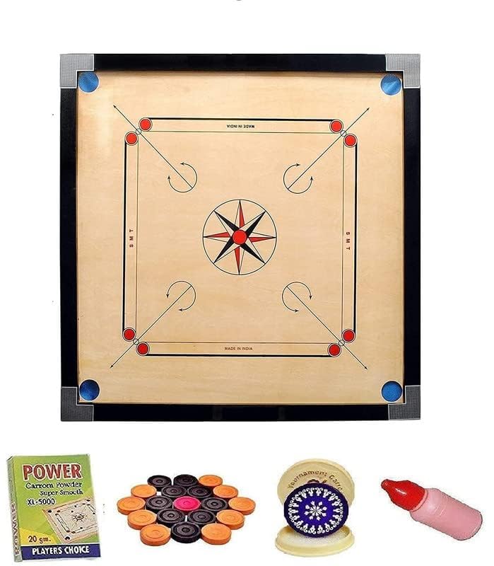 JTC Carrom Board 32 Inch Full Size Matte Finish for Kids Men Women Adults Serious Professional Made of Assam Plywood Carrom Board Best Smooth (32 X 32 INCH)