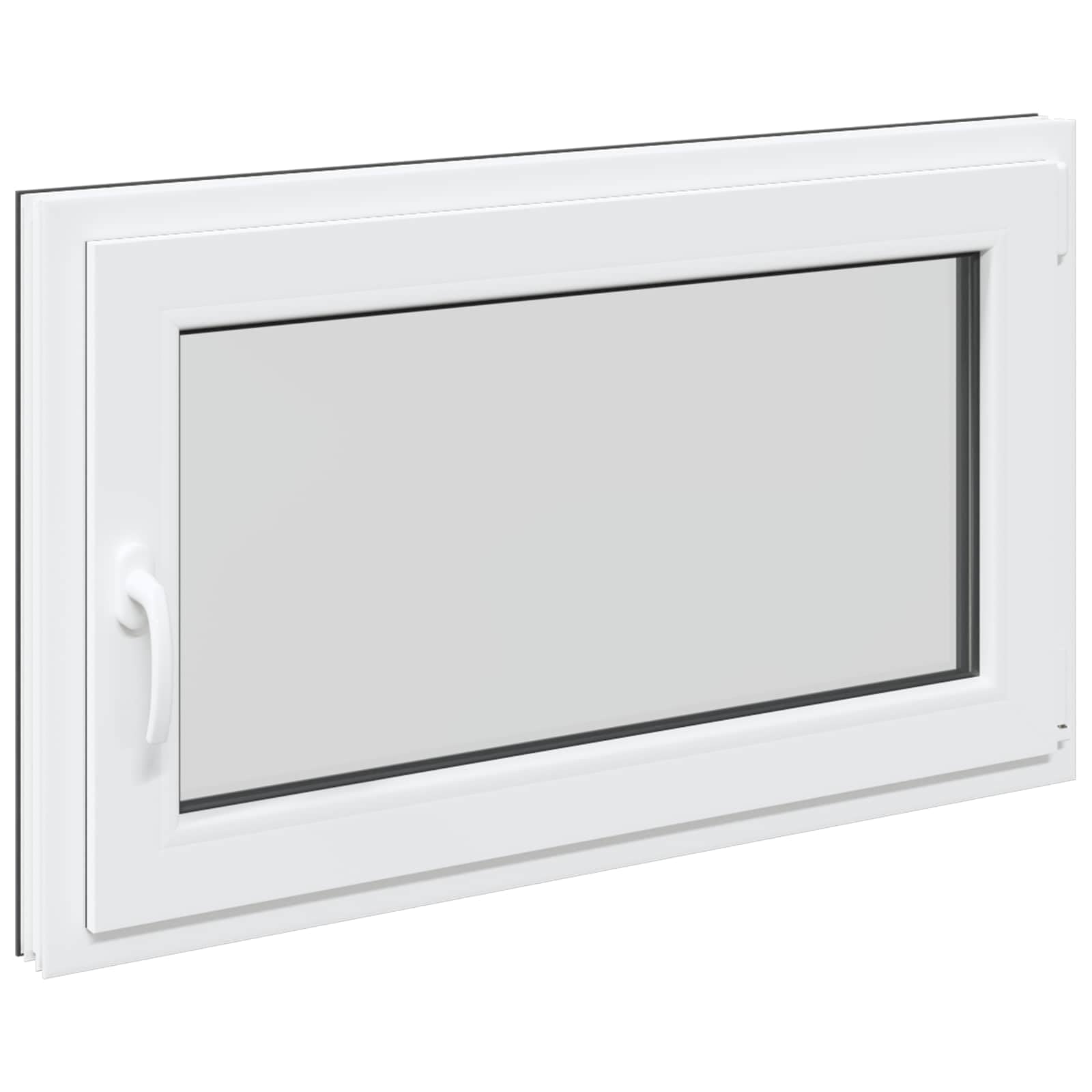 Fenêtre de sous-sol isolante en PVC anthracite 100x60 cm avec double vitrage insonorisé