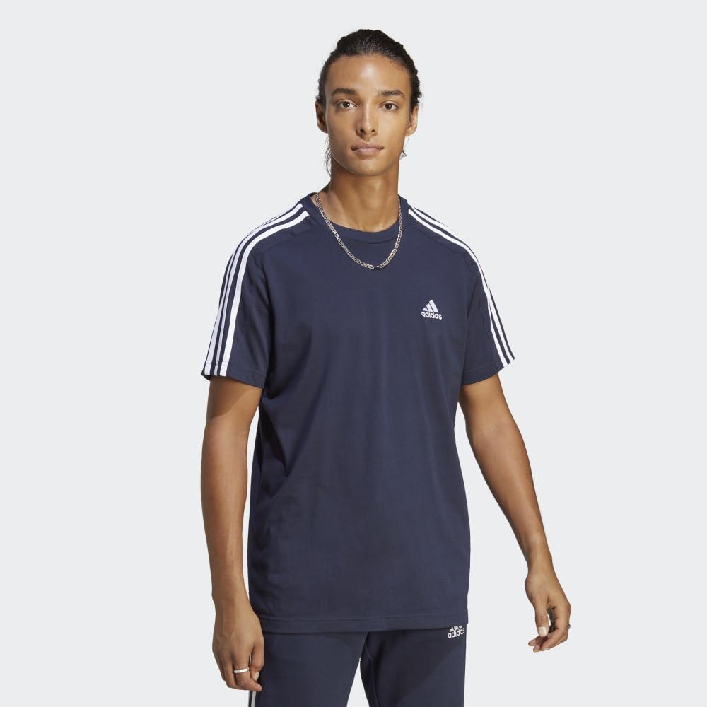 adidas Essentials Single Jersey 3-Stripes tee Camiseta de Manga Corta Hombre (Pack de 1)
