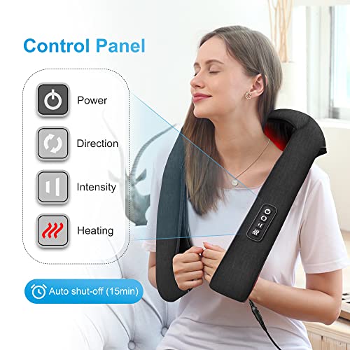 Comfier Neck Back Massager With Heat, Shiatsu Neck & Shoulder Massager,Ideal Gifts,Upgrade Portable & Lightweight,Electric 3D Kneading Massage Pillow For Neck,Back,Leg,For Muscle Pain Relief #TOP5