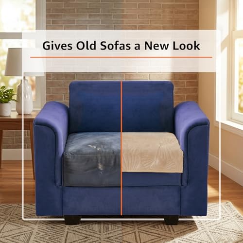 Image of Amazon Basics - Velvet Quilted Make Your Own Sofa Cover |70cm x 70cm| Microfiber Sofa Slipcover (Damask,Cream, 1 Seater)