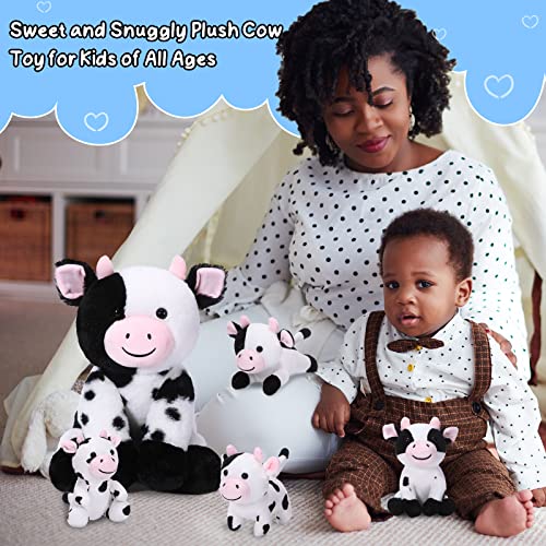 Sumind 5 Pcs Cow Plush Set 14 Inch Adorable Mommy Cow Stuffed Animal With 4 Baby Cute Cows In Her Tummy Soft Cuddly Cow Plushie For Toddlers Boys Girls Bedroom Farm Decor Birthday Gifts Party Favors #TOP6