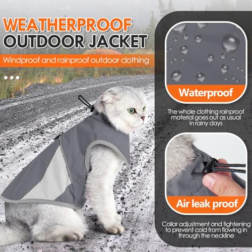 Katzen-Winterjacke, wasserdichter Katzenmantel, warme Katzenweste, Hund, Kaltwetterjacke, winddichter Katzenmantel, Winter-Katzenmantel, Hunde-Wintermantel, Katzenwarmer Mantel,