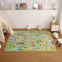 RONIPIC Extra Large Kids Carpet Playmat (140x200cm) - City Life Educational Design, Learning & Exercise Mat for Baby/Toddler Girls & Boys, Ideal for Bedroom & Playroom