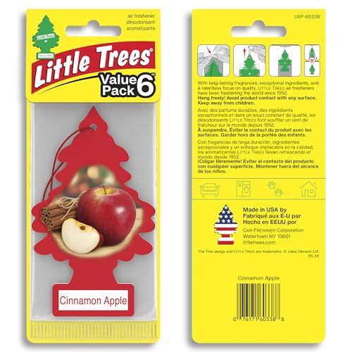 Image of LITTLE TREES Car Air Freshener | Hanging Tree Provides Long Lasting Scent for Auto and Home | 24 Air Fresheners |Cinnamon Apple