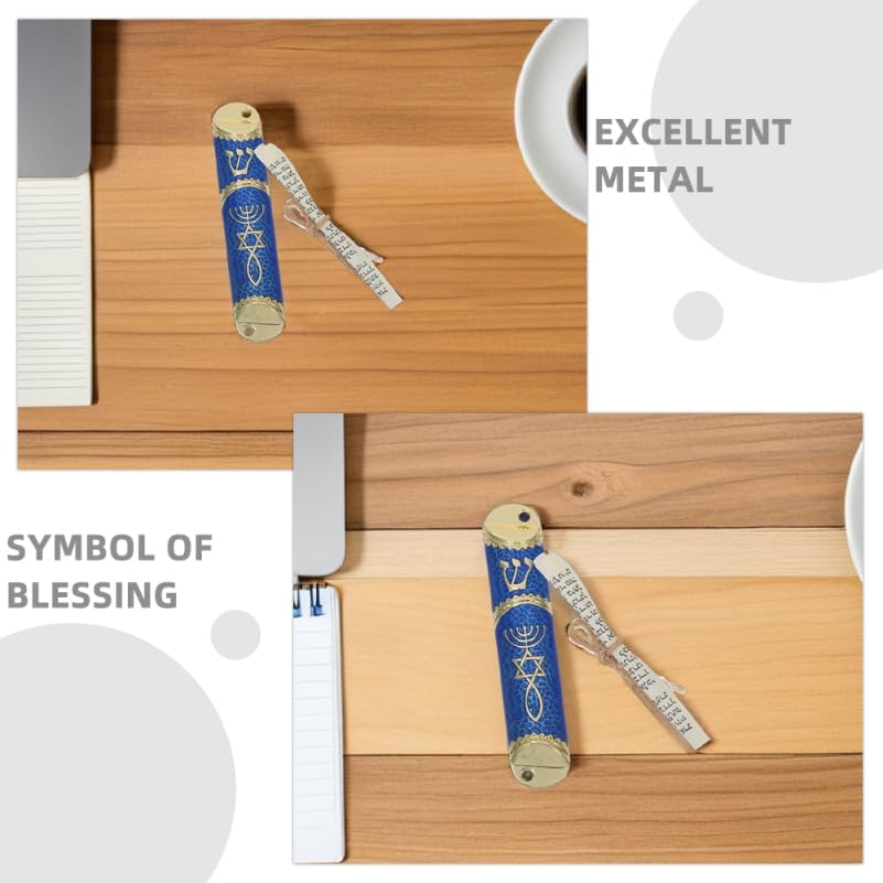 Messianic Seal Mezuzah Case Set with Scrolls Jewish Door Blessing Decor for Door Frames Hebrew Home Accent House Blessing Gift for Jewish Family 3 Pieces