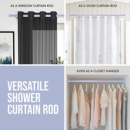 Image of Story@Home Curtain Rod 104-170 CM | Adjustable Rod Without Drilling | Extendable Shower Curtain Tension Rod | Rustproof Metal Curtain Rod Pipe | Stable Spring Installation | Light Purple