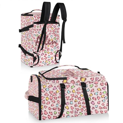 Personalized Gym Bag Backpack,Custom Duffle Bag for Men and Women with Your Name,Leopard,18Inch,Style 92