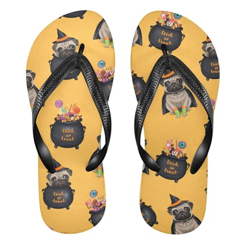 Burbuja Cute Dog in Witch Costume Flip Flops for Women Men, Soft Thong Sandals Rubber Slippers for Pool Beach Essentials