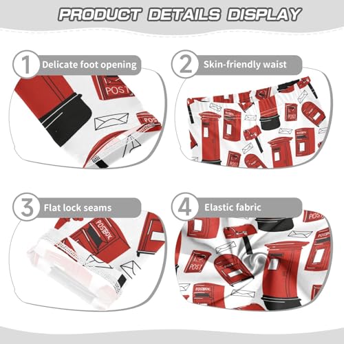 Envelope Letters Red Mailboxes Girls Leggings,Workout Leggings for Girls Toddler Athletic Leggings Size for 3-10T3