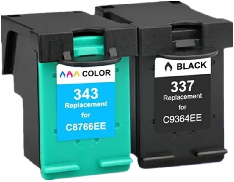 Ink Cartridge Compatible with 343 337 for Select Printer Models Including OfficeJet 2575 8050 and DeskJet C4180 D5160 6940 D4160(1 BK 1 Color)