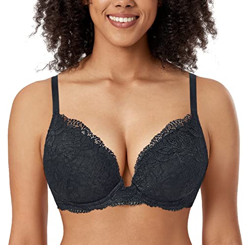 DELIMIRA Damen Sexy Spitzen BH mit Bügel Große Größen Vollschalen ohne...