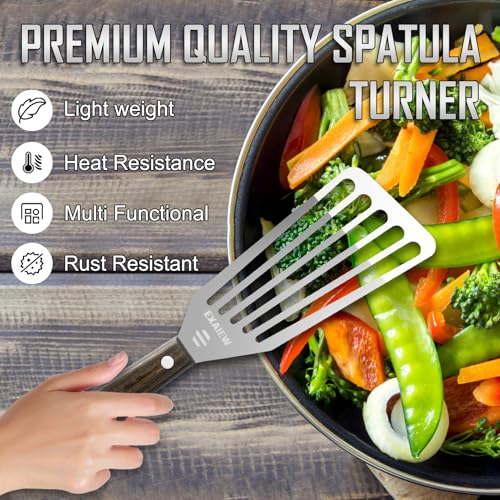 2 Pack Fish Spatula Stainless Steel,Flexible Metal Spatula Perfect for Flipping Eggs, Burgers and Baking, Durable Lightweight Kitchen Slotted Turner for Cooking & BBQ, Christmas gifts - Image 5