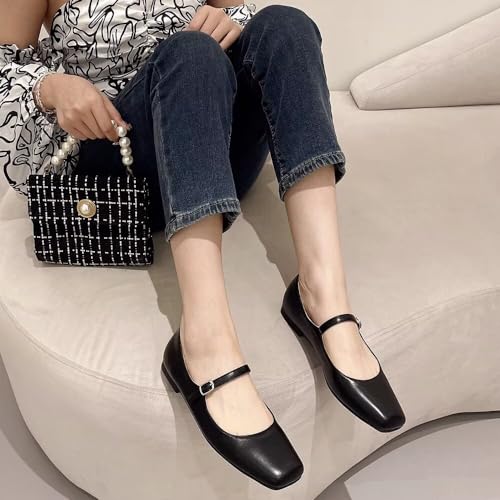Image of LUXINYU Women's Slip on Flats,Classy Round Toe Solid Classic Mary Jane Ballet Dance Shoes Soft Comfortable PU Flat Shoes