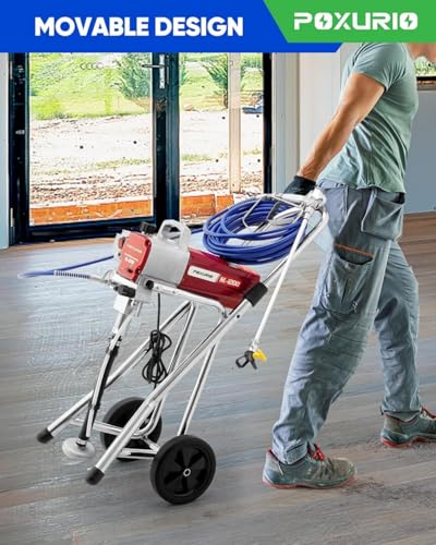 Image of Airless Paint Sprayer, 0.47GPM Paint Sprayer for Home Interior 3300psi 1200W High Efficiency Airless Sprayer with Low Overspray for House Painting Townhouse, Red
