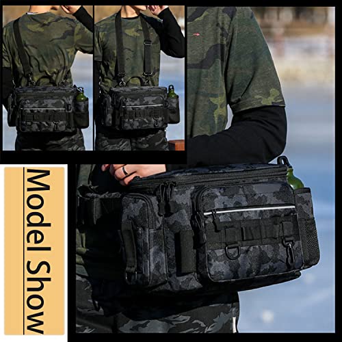 Elda Fishing Tackle Bag For Men Women 2022 Newest Design Water-Resistant Fishing Bag Outdoor Sports Camping Hiking Fishing Storage Shoulder Bags For Saltwater Or Freshwater Without Trays #TOP5