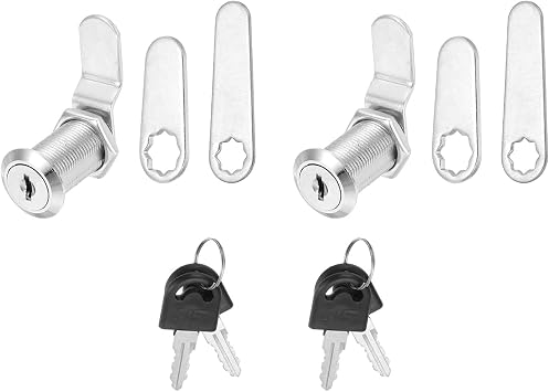 PATIKIL 1-1/8 Inch Keyed Alike Cabinet Locks with Key, 2 Pack Cam Replacement Lock Cylinder Toolbox Lock for RV Drawer Storage Cart Mailbox, Silver