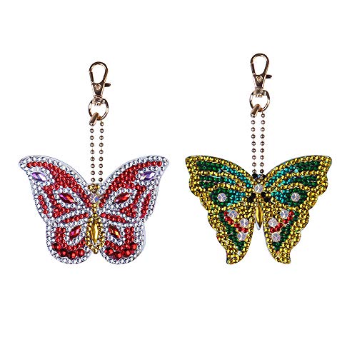 Btuty diamond ring keychain Diamond Painting Keychain Pendant Special Shaped Butterfly for DIY Art C