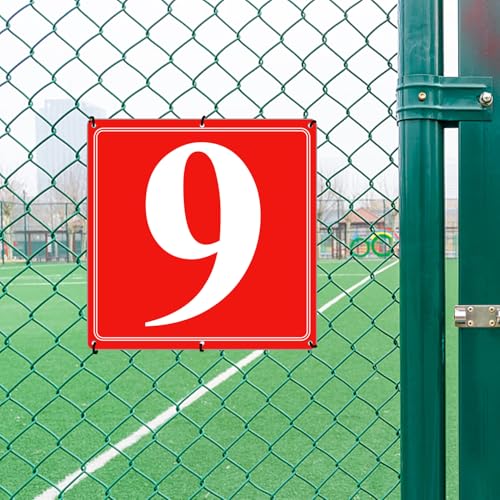 Image of Premium Aluminum Number Signs 9, Metal 12 inch X 12 inch Red Numbered Signs Outdoor for Parking Lots, Floor, Dock, Court, Aisle, Field, High Visibility, No Fade, Weather-resistant