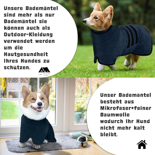 WUFANC Hundebademantel, Bademantel Hund aus Mikrofaser, Extra Saugfähig und Schnelltrocknend, Hunde Bademantel mit Klettverschluss und Verstellbarem Schrumpfband für Große Mittel und Kleine Hunde
