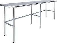 Vista 17 de Mesa de trabajo de acero inoxidable de base abierta de 20 x 20 pulgadas, mesa de trabajo comercial compacta certificada NSF con patas galvanizadas