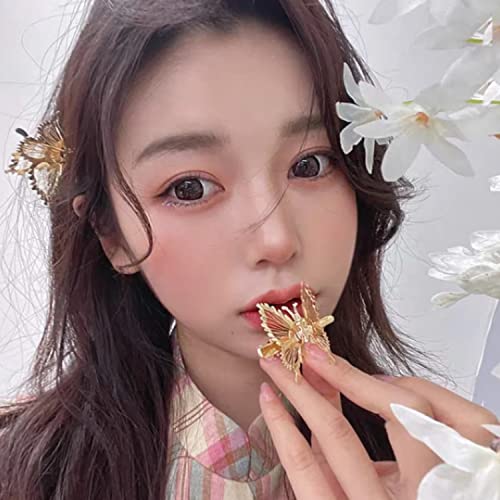 3D Butterfly Hair Clips 2 Pack Gold Silver Metal Non Slip Hair Clips For Women Accessories A Moving Butterfly Hair Clamps Pins Claw Clips Cute Butterfly Hair Styling Decoration Supplies #TOP5