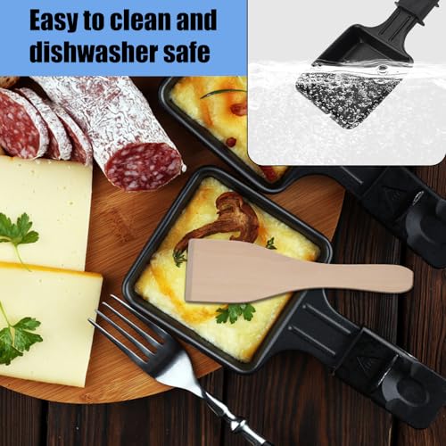 Miniatura 7 de Mini Set De 4 Sartenes Para Raclette, Raclette Cecotec De Queso, Con 4 Espátulas De Madera Para La Parrilla Eléctrica Universal, Ideal Para Asar Queso, Huevos, Etc