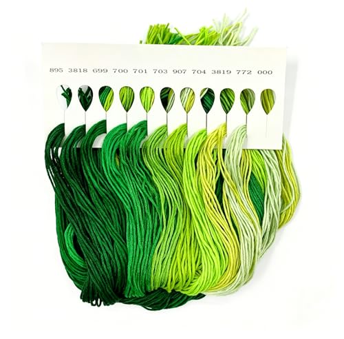 Image of 1 Pieces Cross StitchEmbroidery Floss,100% Eco-Cotton Cotton Premium Skeins, Ideal for Arts & Crafts (Green Series 67891)