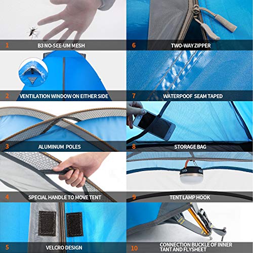 BISINNA Carpa para Camping 2 Personas Ligera Impermeable miniatura 2