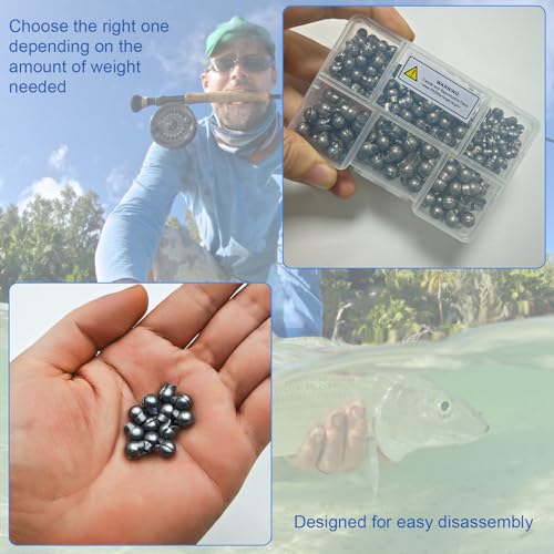 SANWEAL 120pcs/200pcs chumbadas de pesos de pesca - chumbadas de pesos de pesca divididas premium -