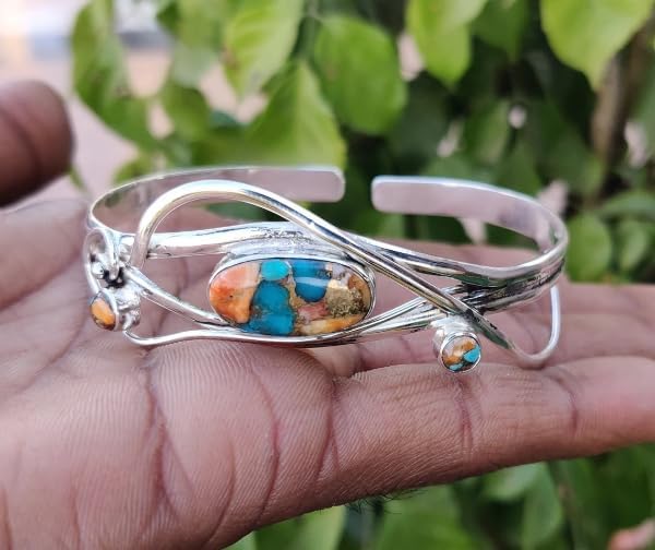 Green Copper Turquoise Bangle, 925 Silver Field Bangle, Handmade Bangle, Women Bangle, Adjustable Bangle, Everyday Bangle, Silver Bracelet Jewelry