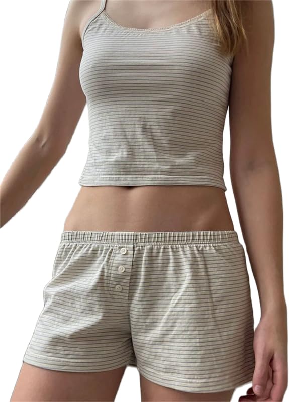 Pyjama deux pièces femme Yuemengxuan respirant taille unique chemise short élastique