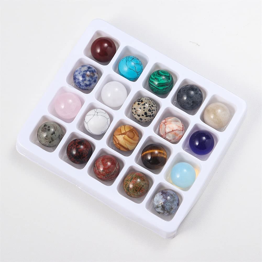Juego de bolas de piedra cruda de cristal, caja de colección de muestras de piedra pulida for enseñanza de investigación, decoración del hogar, se puede utilizar for decoración de oficina en el hogar