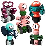 TEMI Magnets Robot Toy for 3 4 5 6 7 Year Old Boys - Transform Toys Planet Magnet Building Toys Stacking for Toddler, Learning Educational Christmas and Birthday Gifts for Kids Ages 3-7