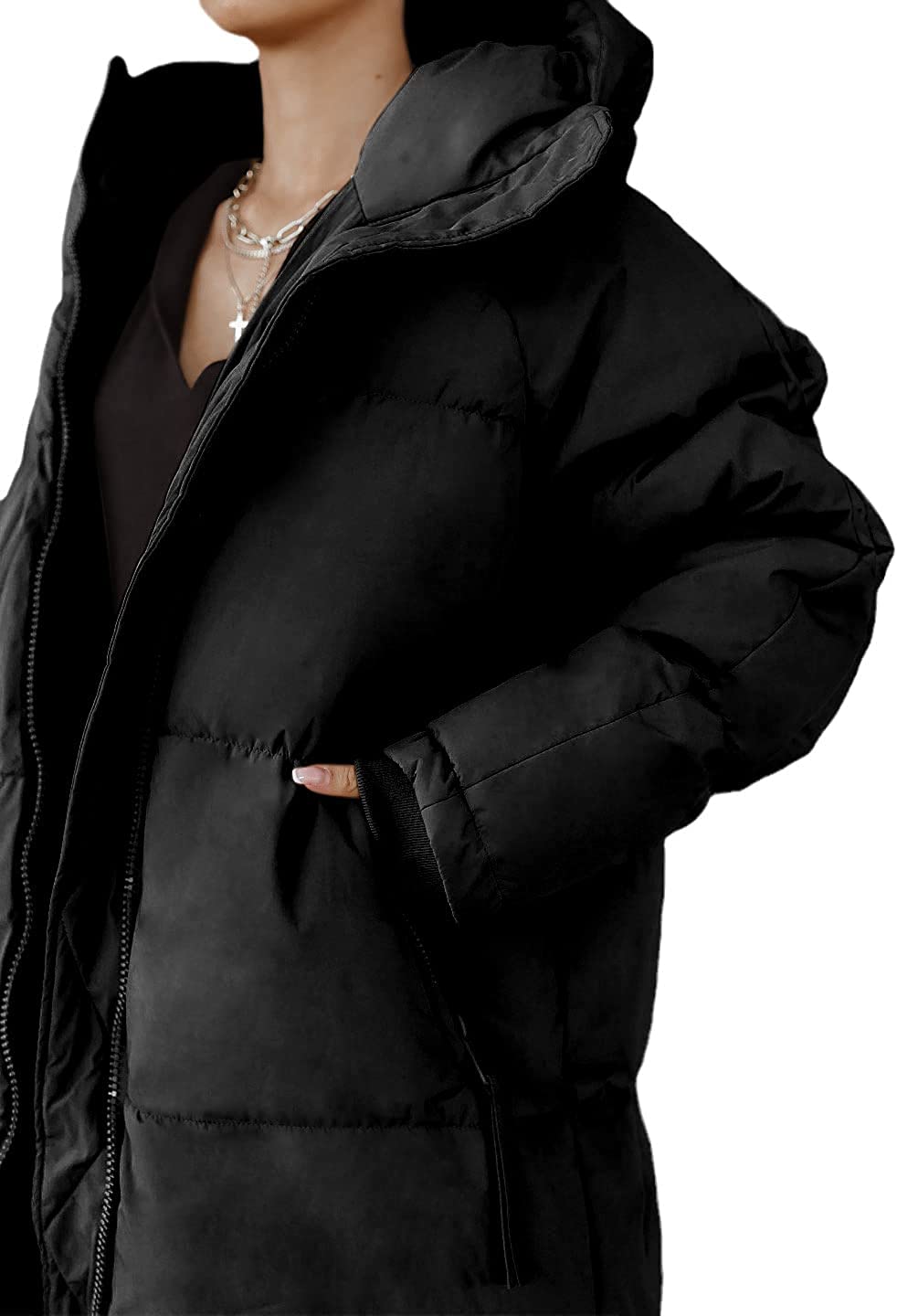 Piumino Trapuntato Lungo con Cappuccio Invernale Caldo da Donna Capispalla Parka Lungo con Cappuccio Lungo Leggero Parka con Cappuccio Antivento Impermeabile Lungo